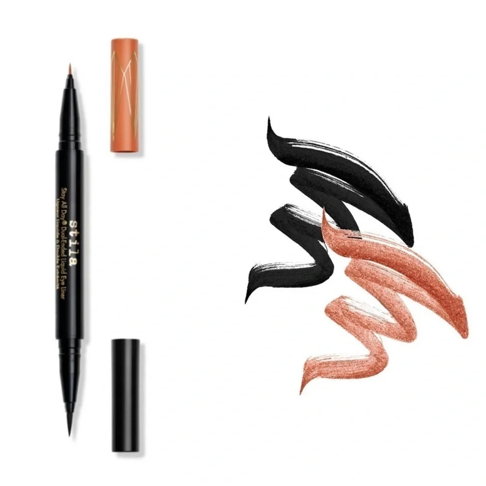 Stila Stay All Day Dual Eyeliner-Original & Micro (Black & Mai Tai) NIB .033 oz